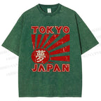 Unisex Tokyo Japan Printed Washed Tee