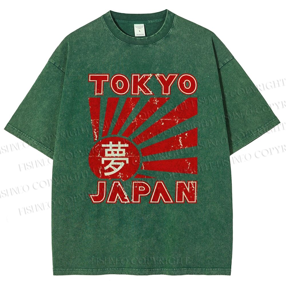 Unisex Tokyo Japan Printed Washed Tee