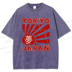 Unisex Tokyo Japan Printed Washed Tee