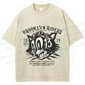 Unisex Vintage Cat Graffiti Printed Washed Tee