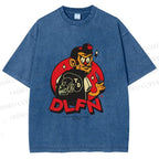 Unisex Vintage Graffiti Printed Washed Tee