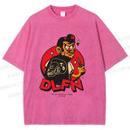 Unisex Vintage Graffiti Printed Washed Tee