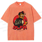 Unisex Vintage Graffiti Printed Washed Tee