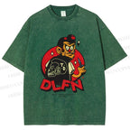 Unisex Vintage Graffiti Printed Washed Tee