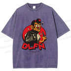 Unisex Vintage Graffiti Printed Washed Tee