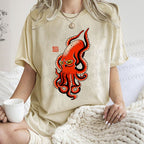 Unisex Vintage Octopus Printed Washed Tee