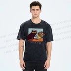 Unisex Cat Printed Washed Tee