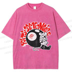 Unisex Vintage Billiards Mouse Graffiti Printed Washed Tee