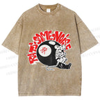Unisex Vintage Billiards Mouse Graffiti Printed Washed Tee