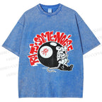 Unisex Vintage Billiards Mouse Graffiti Printed Washed Tee