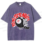 Unisex Vintage Billiards Mouse Graffiti Printed Washed Tee