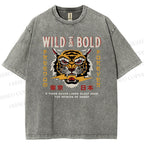Unisex Japanese Wild Tiger Printed Washed Tee