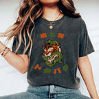 Unisex Japanese Tiger Snake Printed Washed Tee