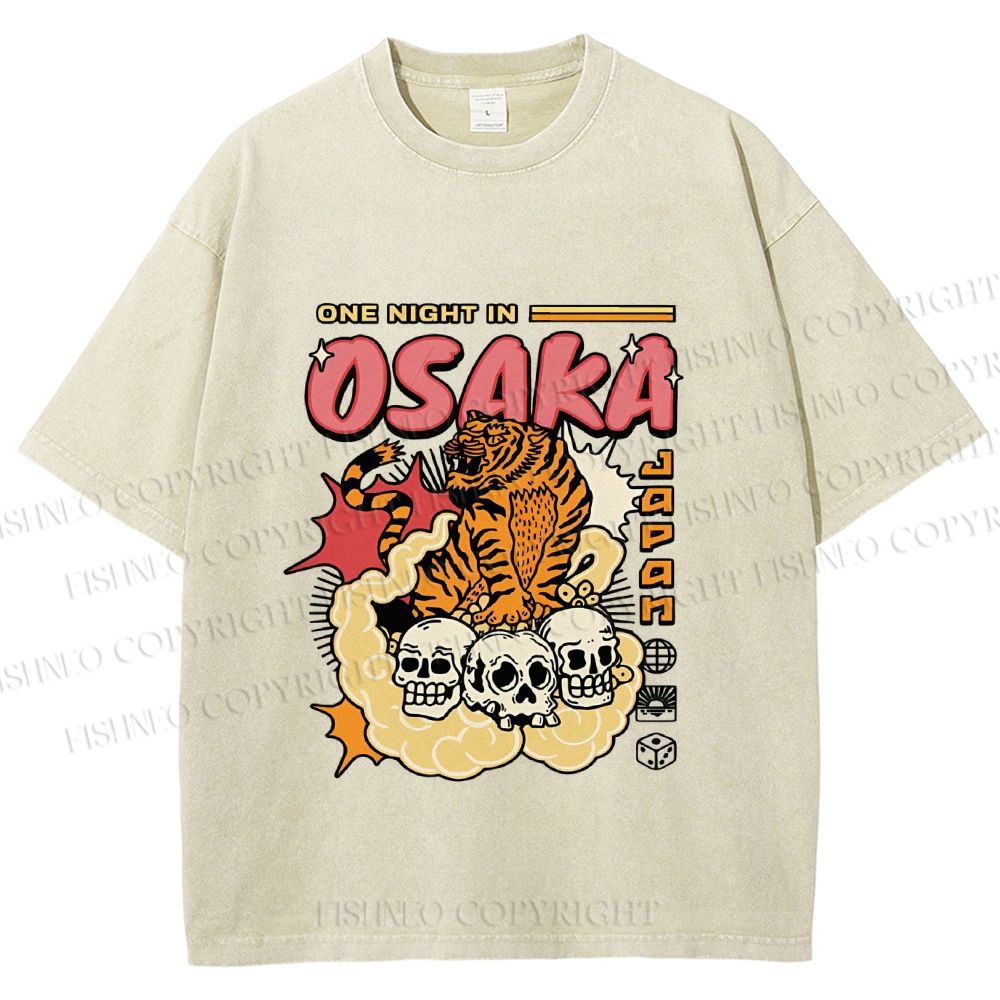 Unisex Tiger Skull In Cloud Printed Washed Tee