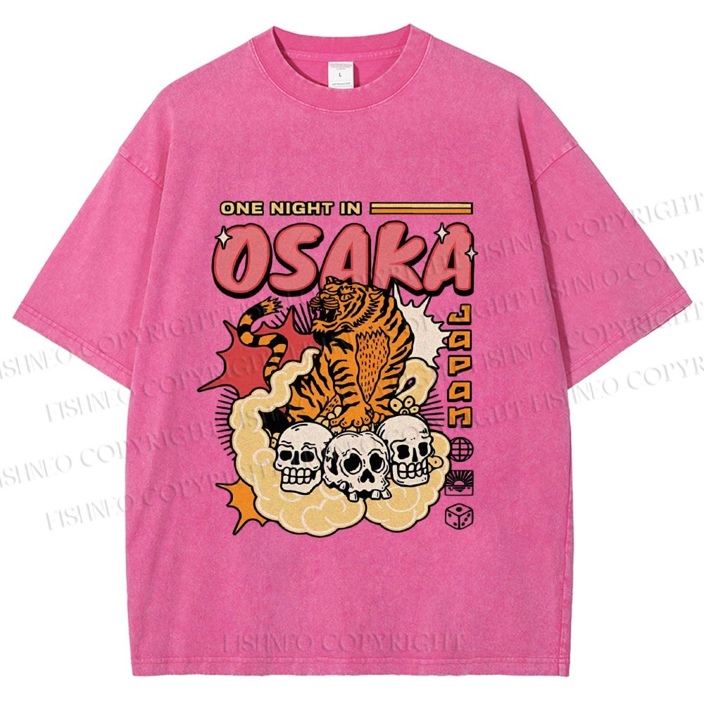 Unisex Tiger Skull In Cloud Printed Washed Tee