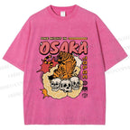 Unisex Tiger Skull In Cloud Printed Washed Tee