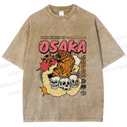 Unisex Tiger Skull In Cloud Printed Washed Tee