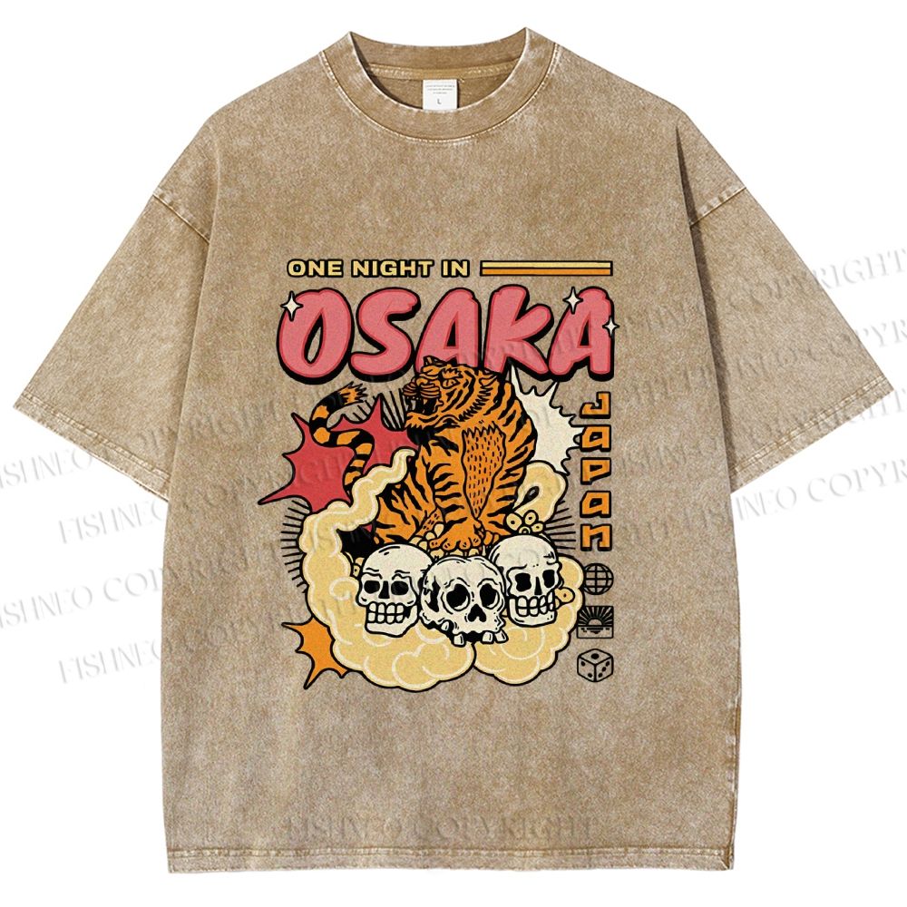 Unisex Tiger Skull In Cloud Printed Washed Tee