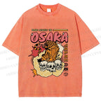 Unisex Tiger Skull In Cloud Printed Washed Tee
