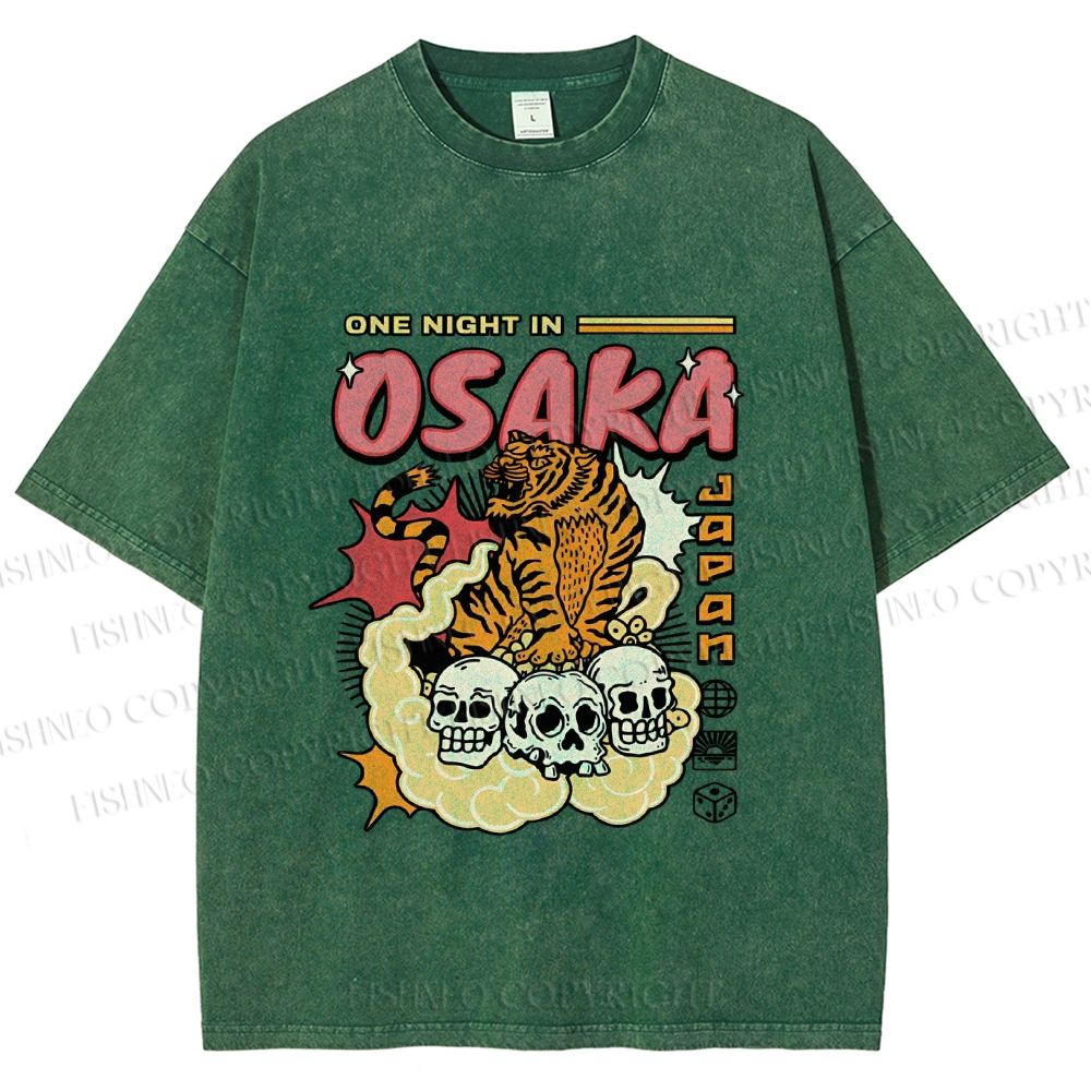 Unisex Tiger Skull In Cloud Printed Washed Tee
