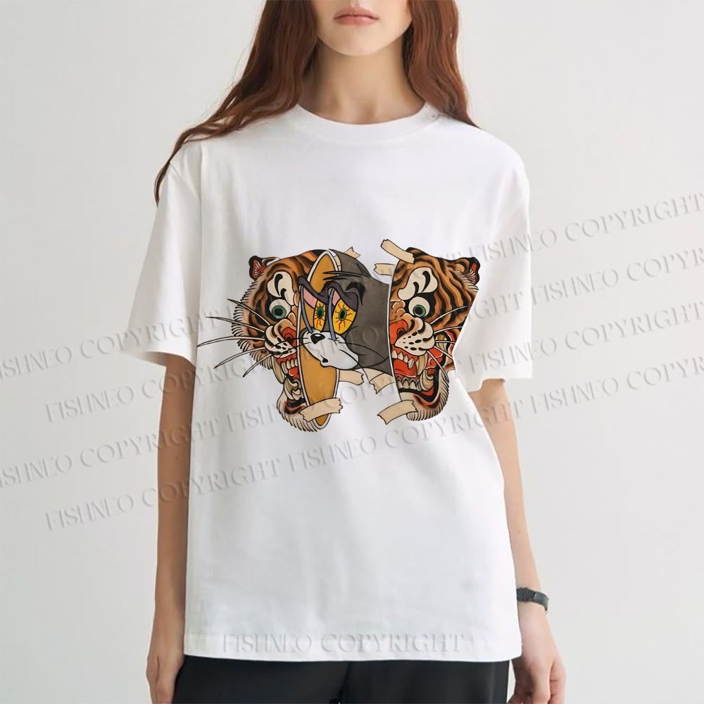 Unisex Cat Tiger Classic Cotton T-shirt