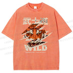 Unisex Japanese Wild Tiger Printed Washed Tee