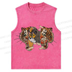 Cat Tiger Christian Snowflake Washed Vest