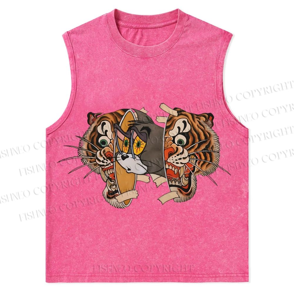 Cat Tiger Christian Snowflake Washed Vest