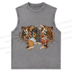 Cat Tiger Christian Snowflake Washed Vest