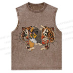 Cat Tiger Christian Snowflake Washed Vest