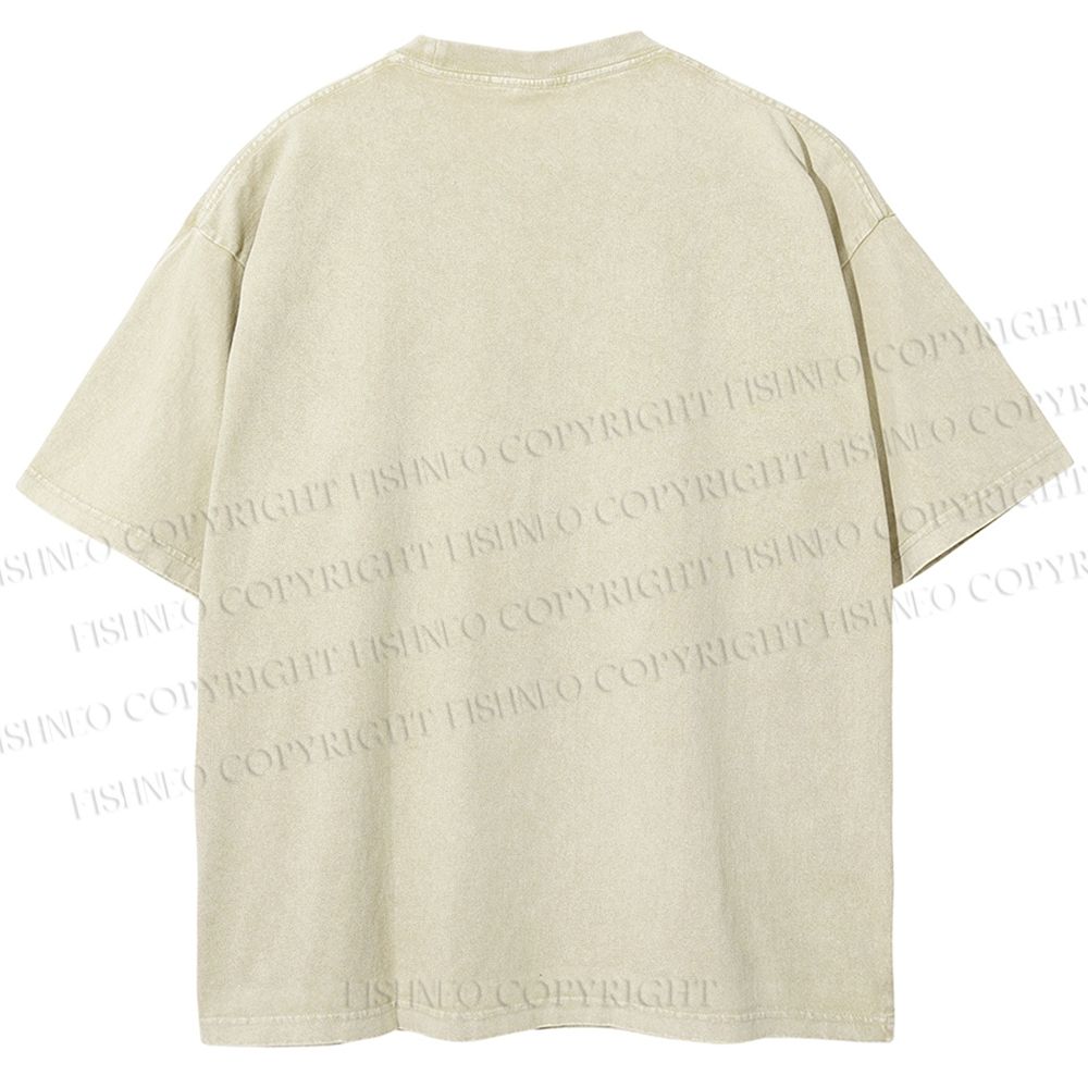 Unisex Japanese Tiger Snake Printed Washed Tee