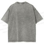 Unisex Japanese Art Cat Samurai Printed Washed Tee