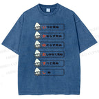 Unisex Japanese Squid Dead Printed Washed Tee