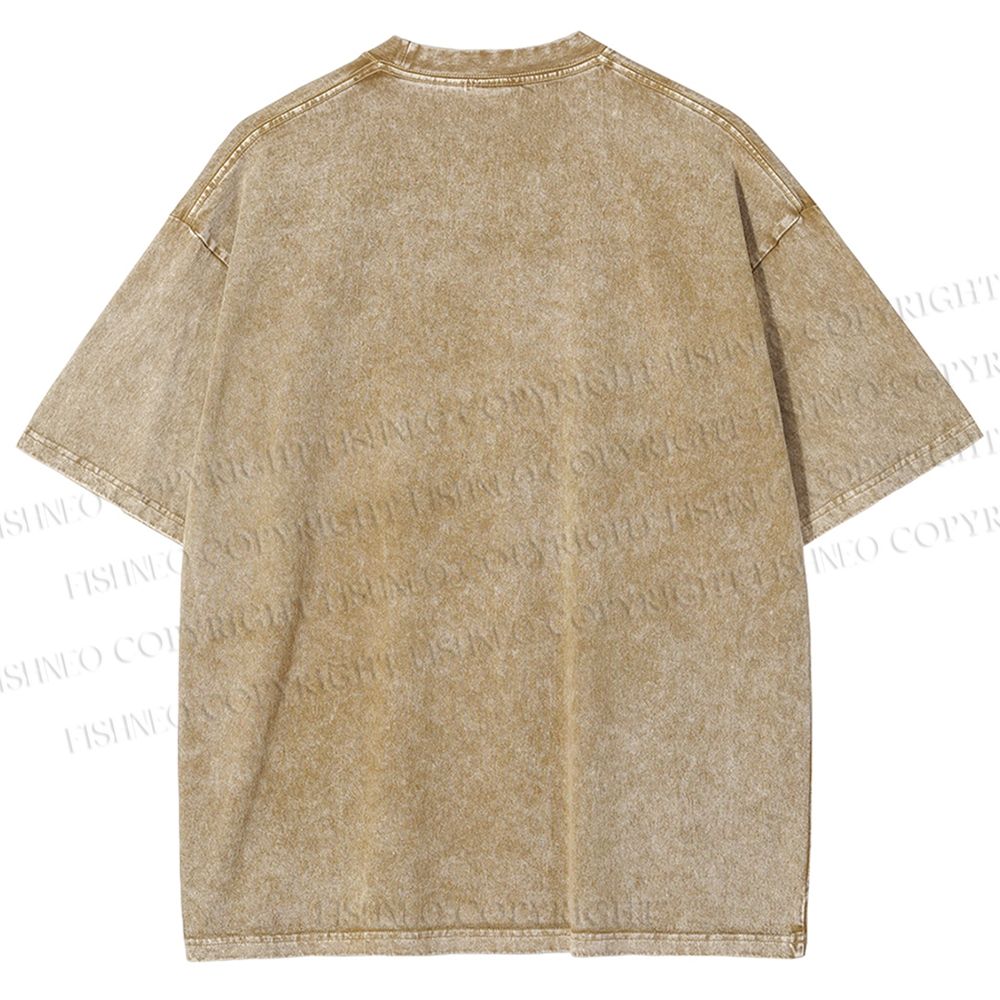 Unisex Vintage Japanese Wolf Graffiti Printed Washed Tee