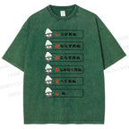 Unisex Japanese Squid Dead Printed Washed Tee