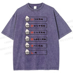 Unisex Japanese Squid Dead Printed Washed Tee