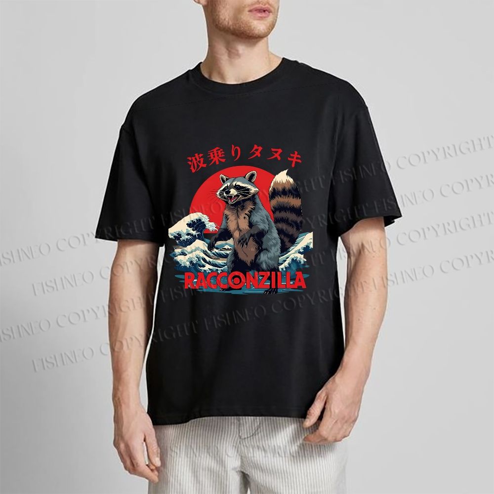 Unisex Japanese Raccoon Wave Classic Cotton T-shirt