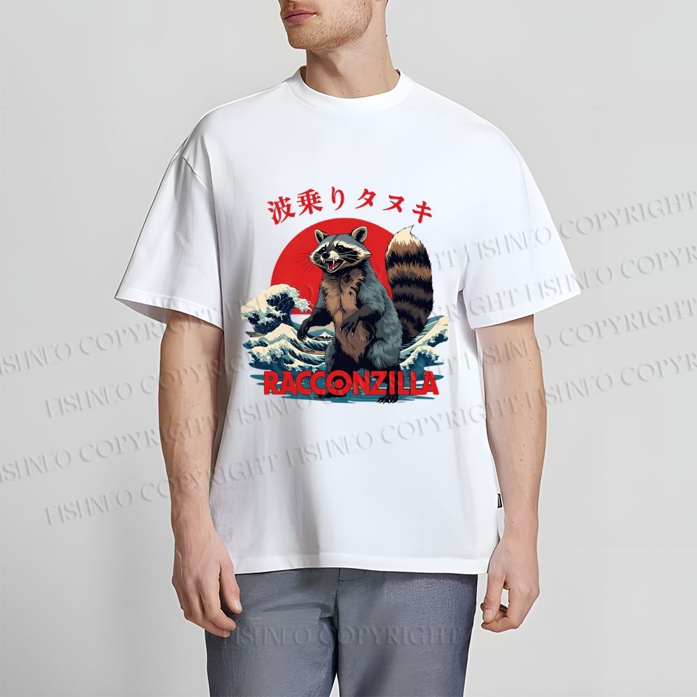 Unisex Japanese Raccoon Wave Classic Cotton T-shirt