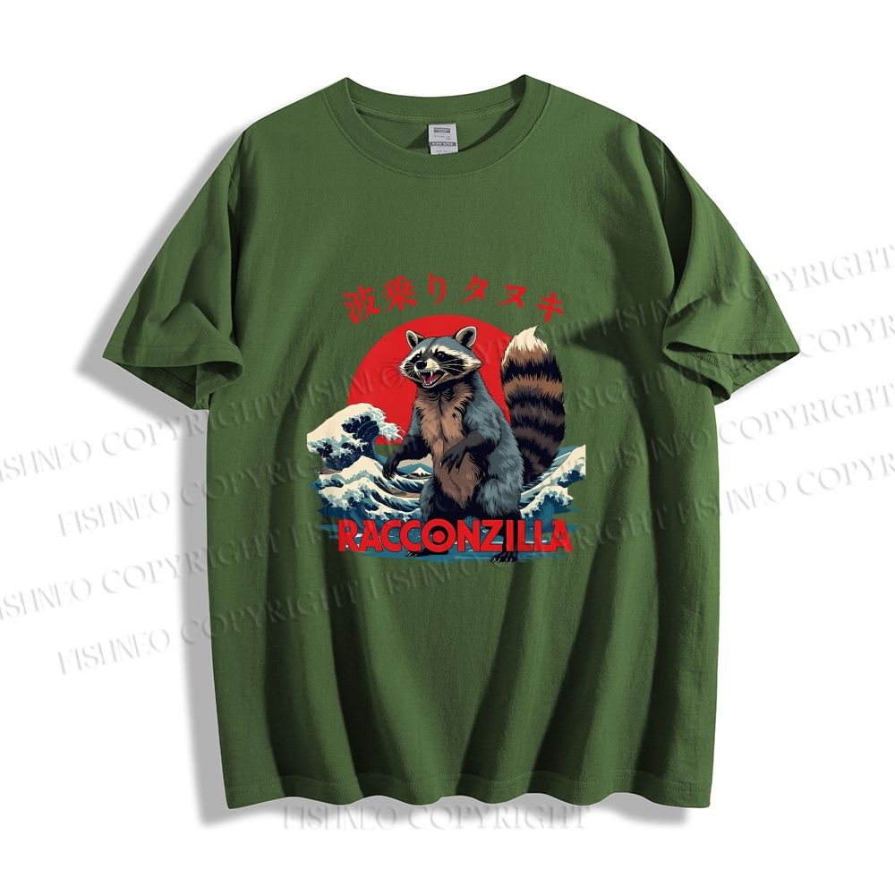 Unisex Japanese Raccoon Wave Classic Cotton T-shirt
