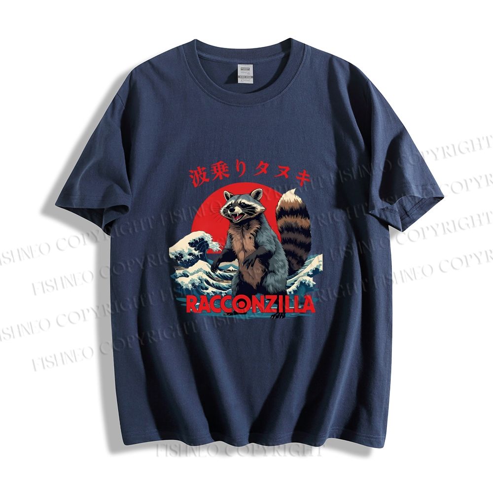 Unisex Japanese Raccoon Wave Classic Cotton T-shirt