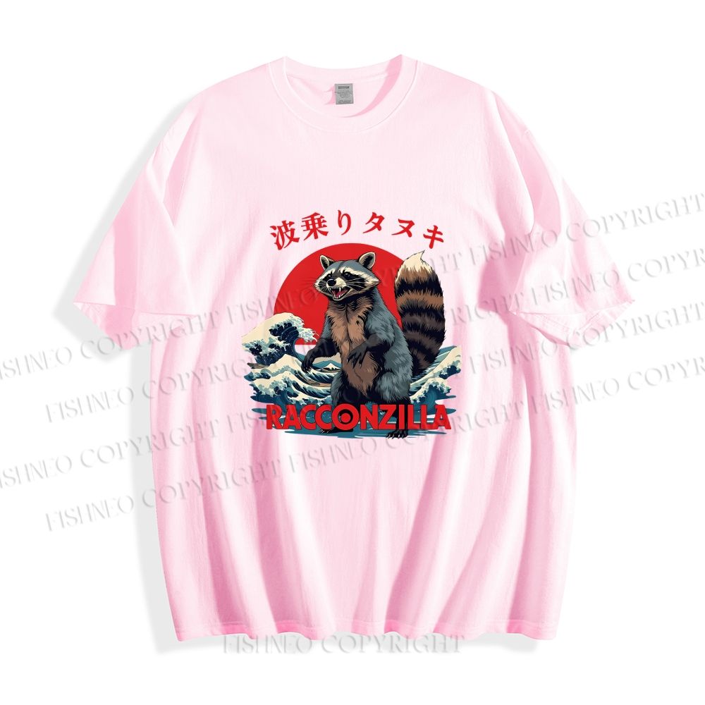 Unisex Japanese Raccoon Wave Classic Cotton T-shirt