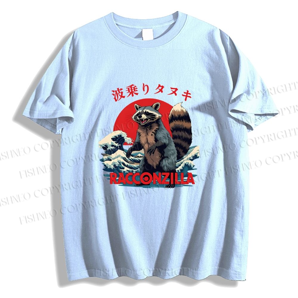 Unisex Japanese Raccoon Wave Classic Cotton T-shirt