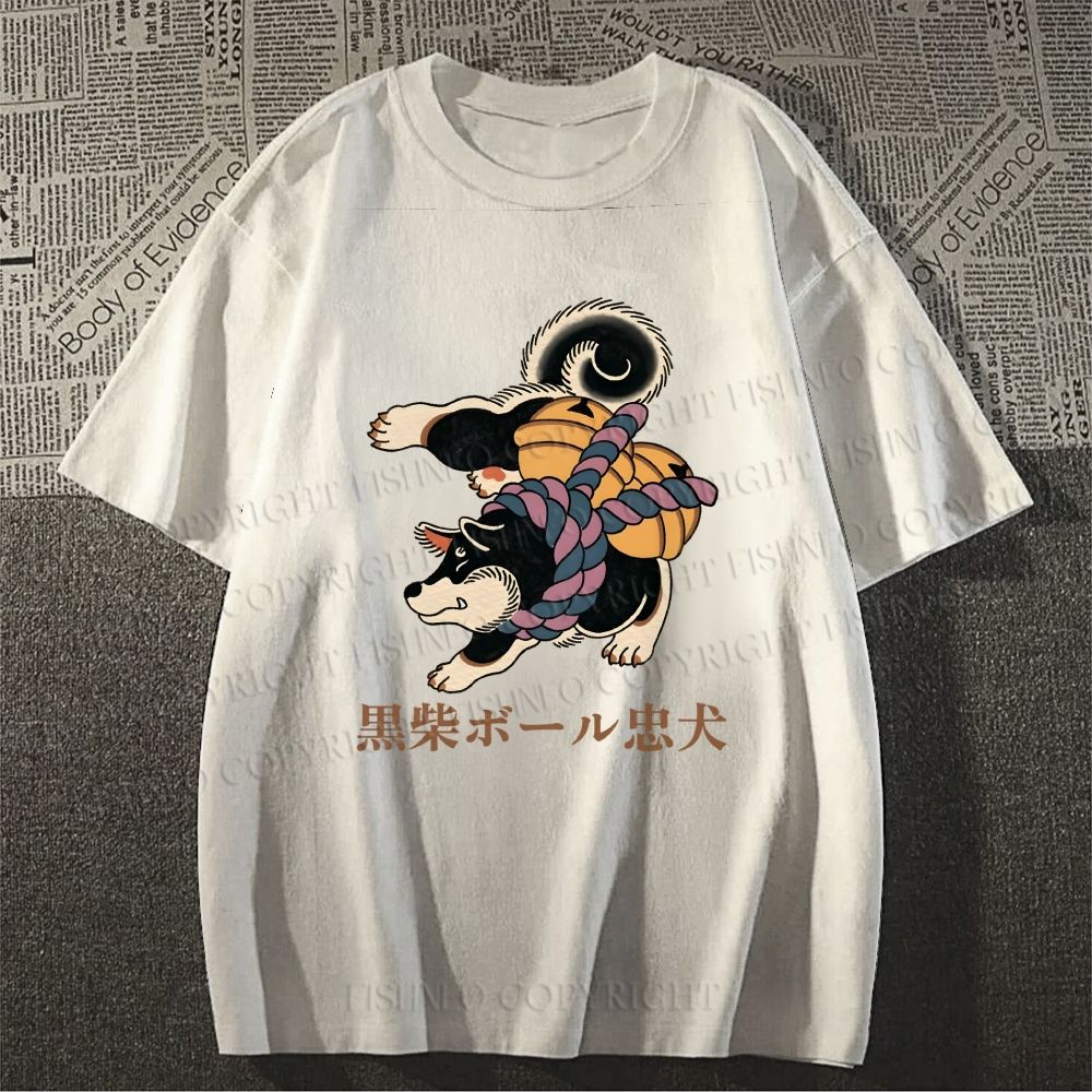 Unisex Japanese Shiba Dog Dancing Classic Cotton T-shirt