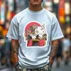 Unisex Japanese Cat Samurai Classic Cotton T-shirt