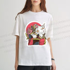 Unisex Japanese Cat Samurai Classic Cotton T-shirt