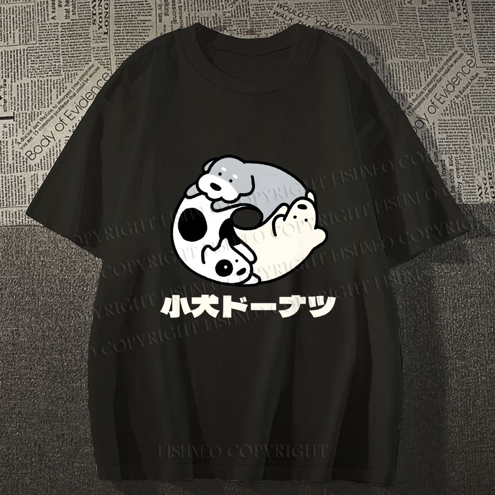Unisex Japanese Dog Donuts Classic Cotton T-shirt