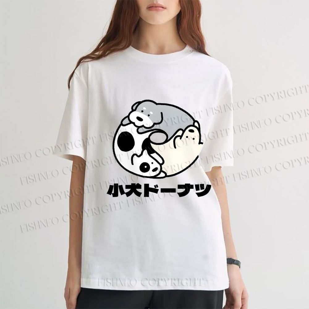 Unisex Japanese Dog Donuts Classic Cotton T-shirt