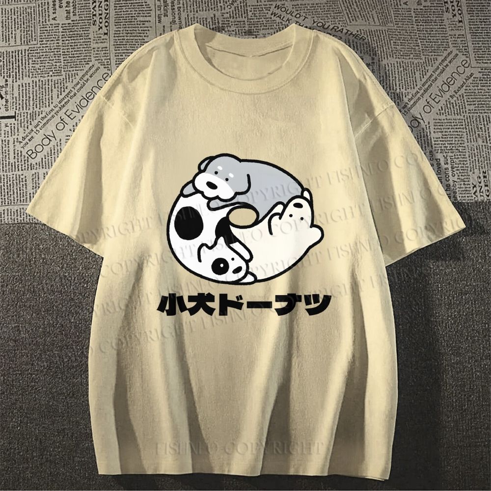Unisex Japanese Dog Donuts Classic Cotton T-shirt