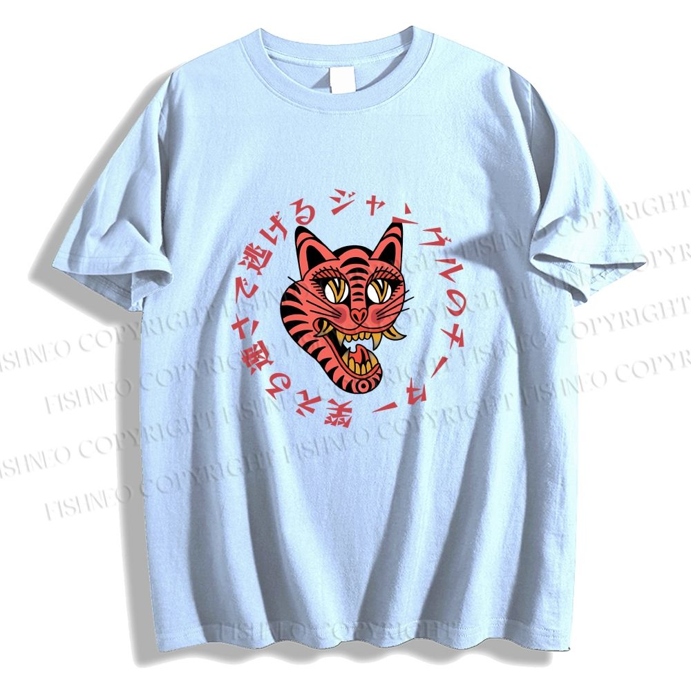 Unisex Japanese Old School Leopard Graffiti Classic Cotton T-shirt