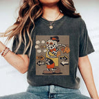 Unisex Vintage Skull Skeleton Graffiti Printed Washed Tee